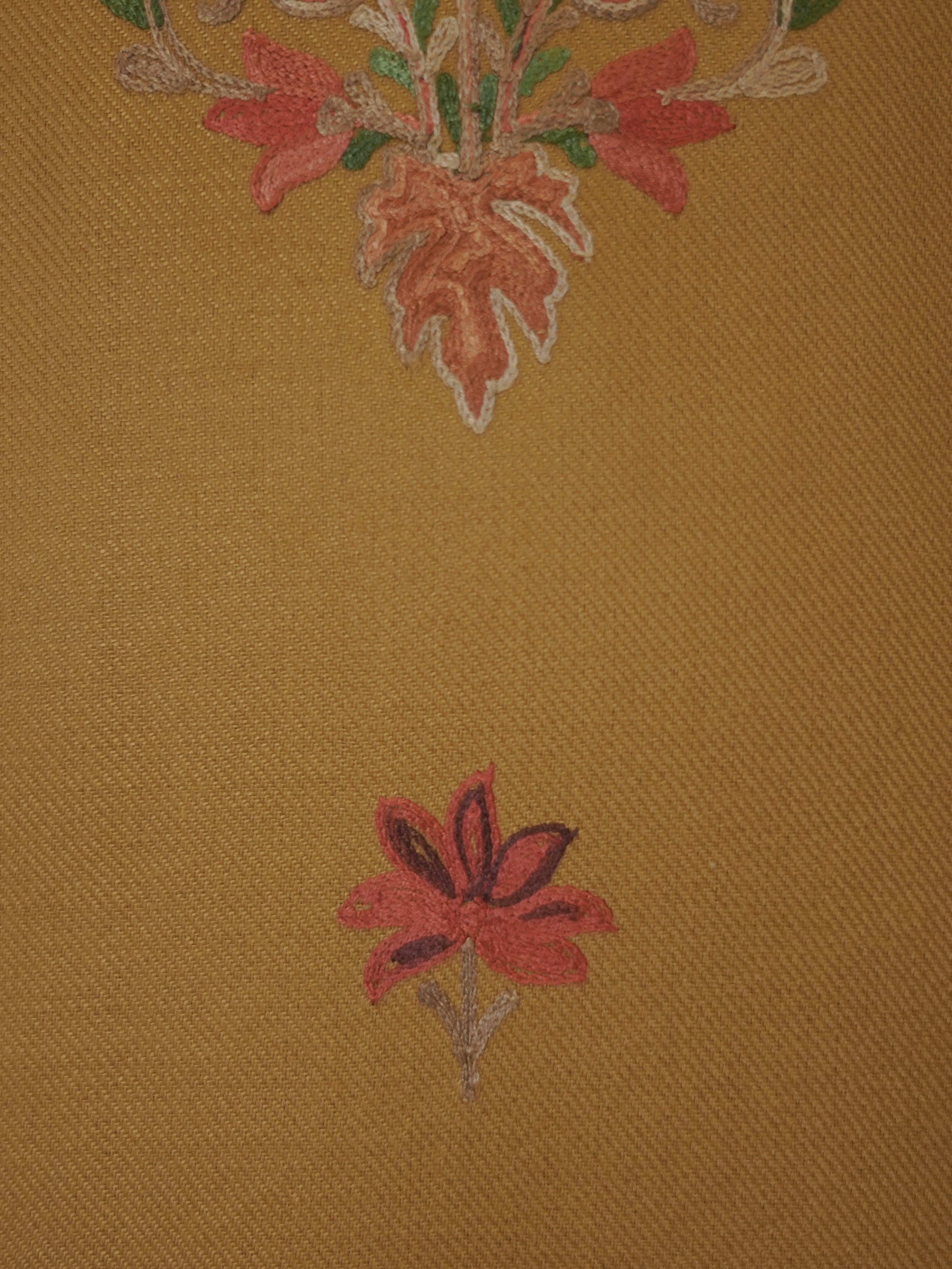 Turmeric Yellow Woven with Kashida Embroidery Semi Pashmina Winter Set