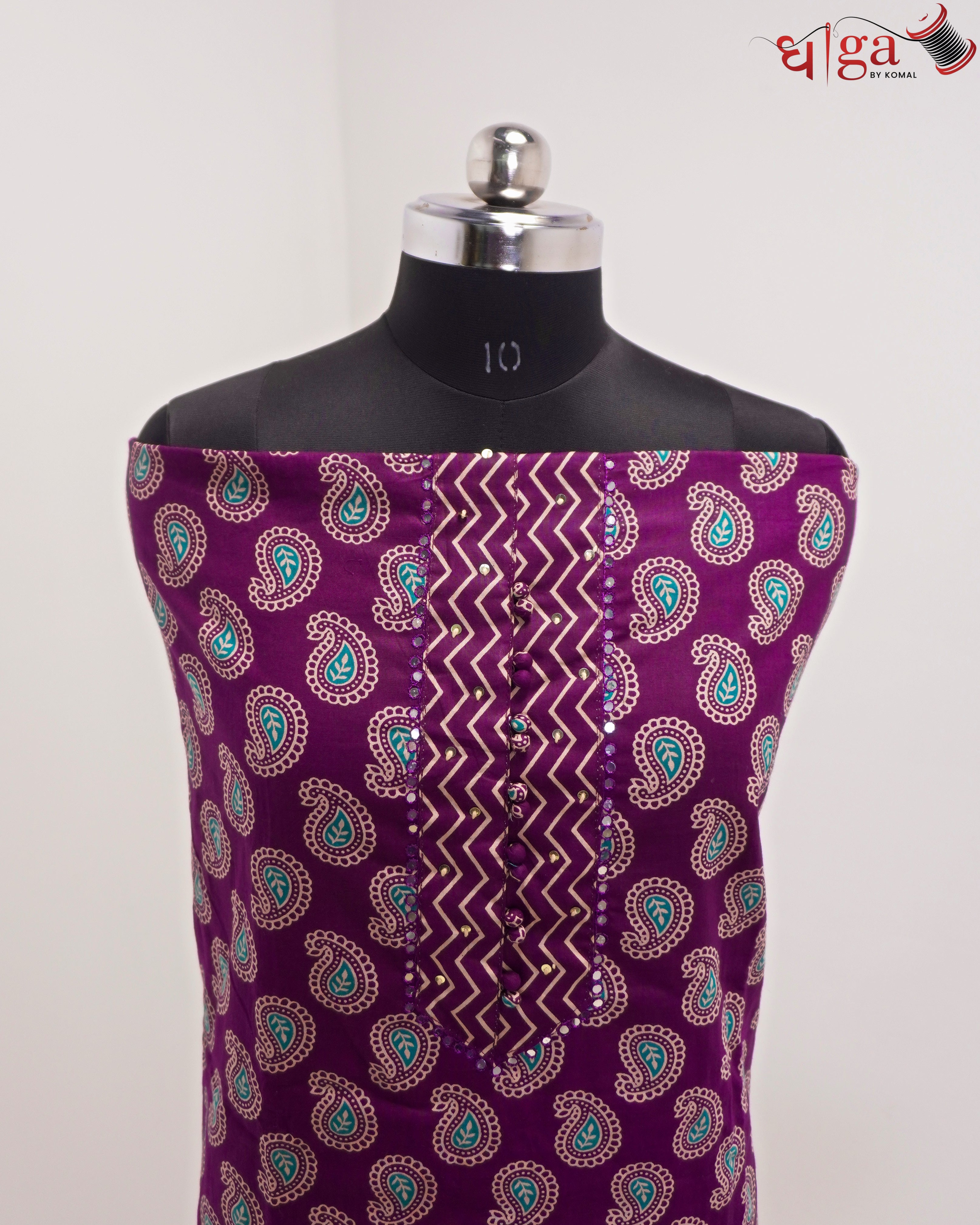 Royal Purple  Paisley Printed 3 Pc Suit Set with Dupatta