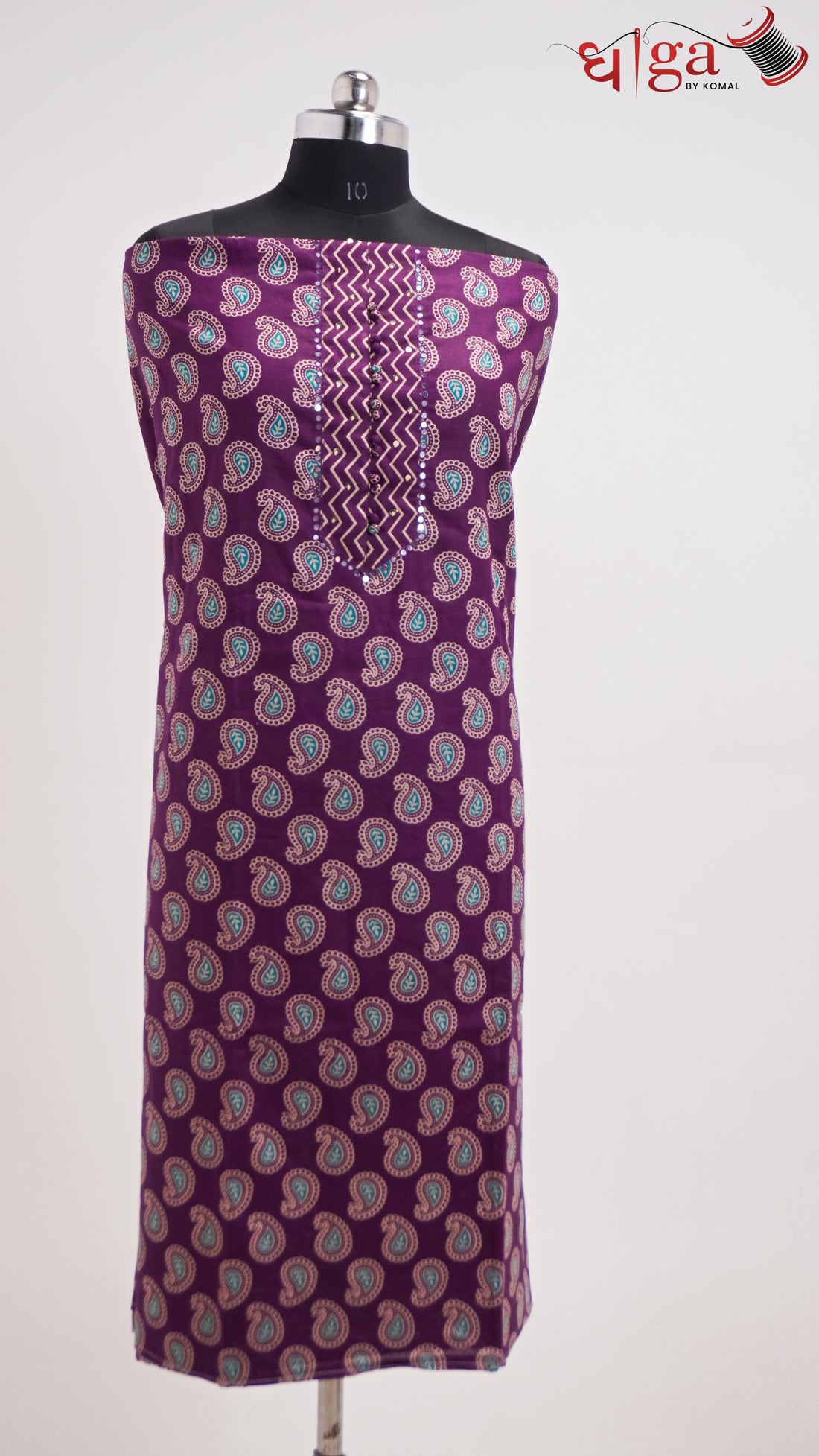 Royal Purple  Paisley Printed 3 Pc Suit Set with Dupatta