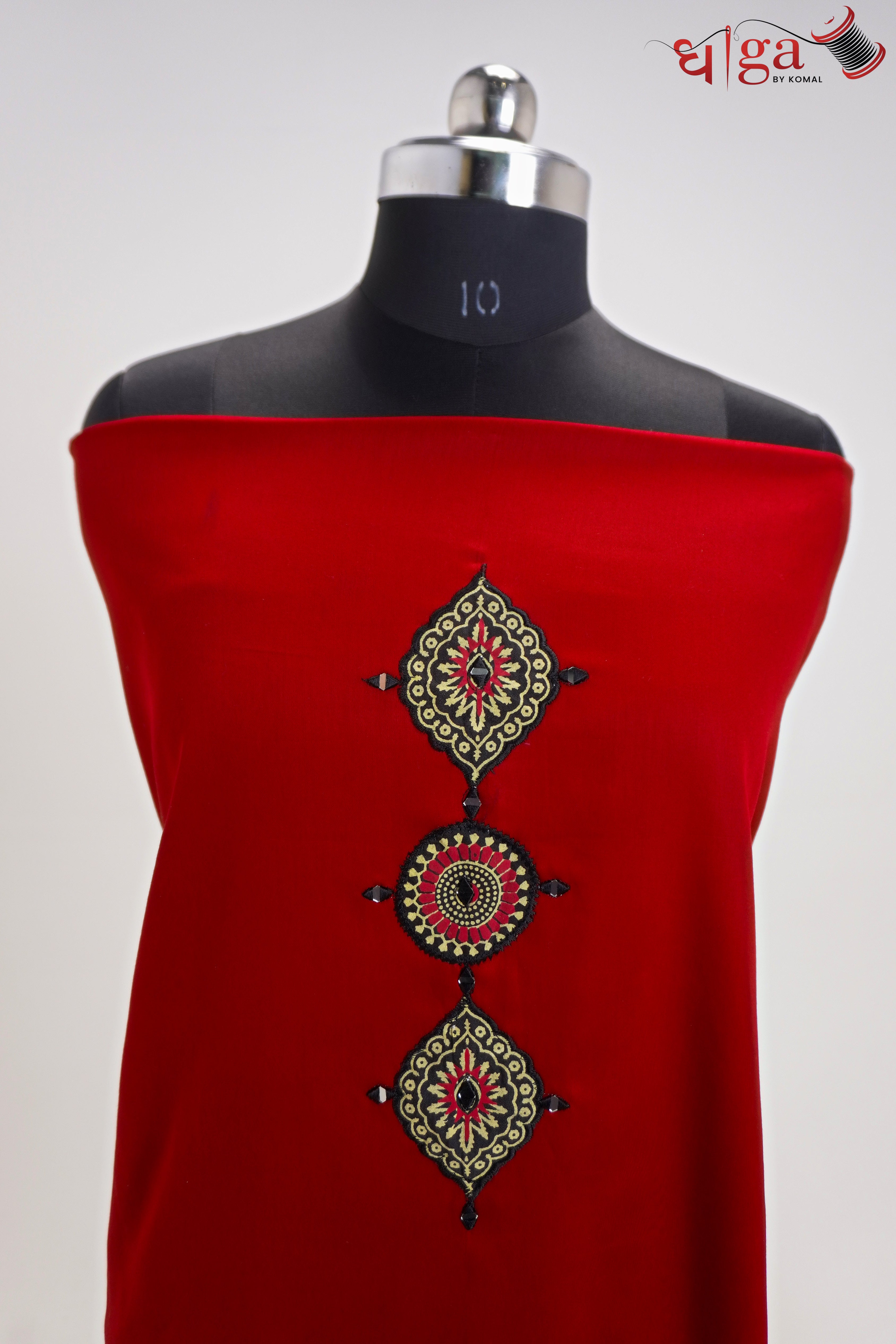 Ruby Red Kurta Suit Set with Traditional Printed Dupatta