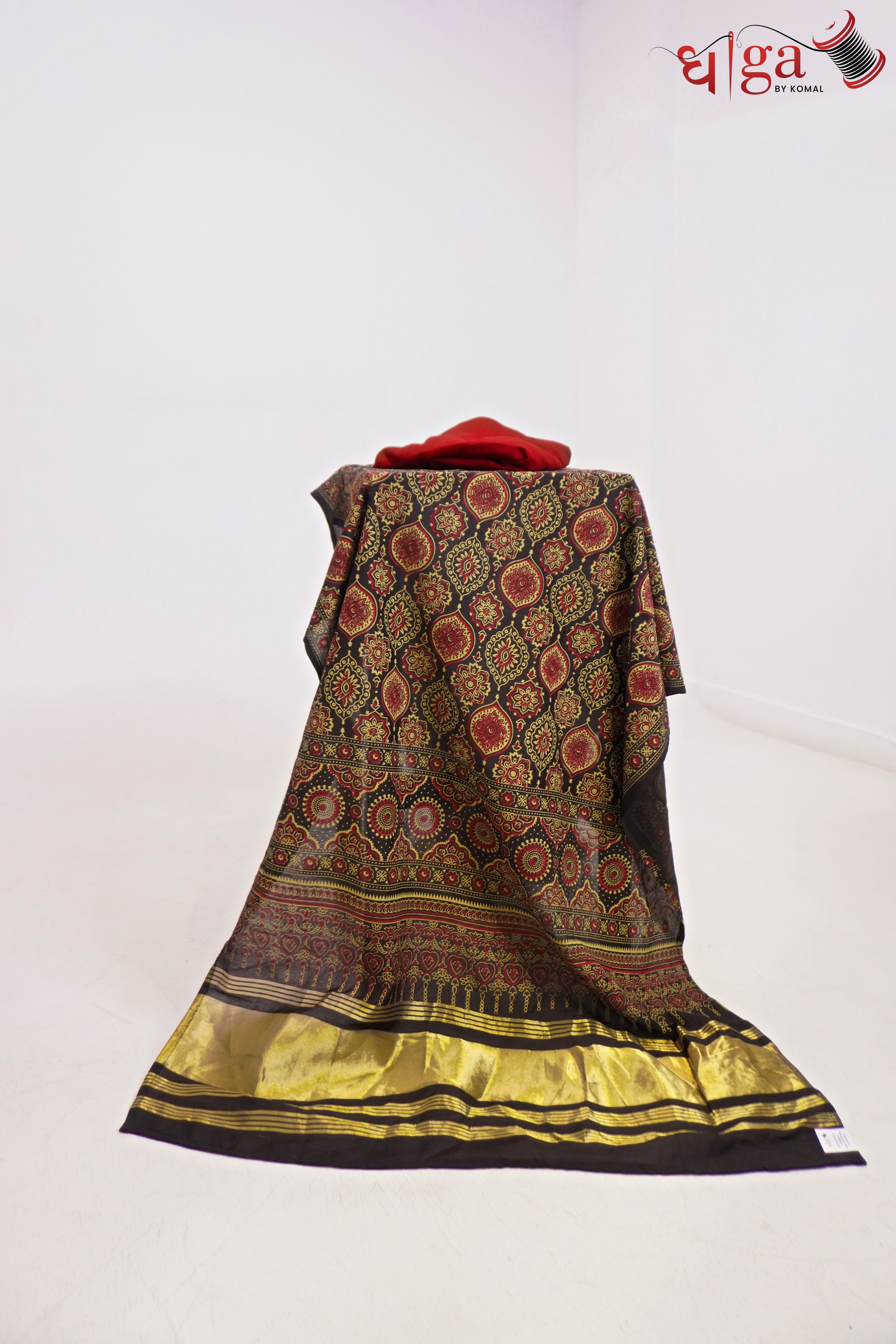 Ruby Red Kurta Suit Set with Traditional Printed Dupatta