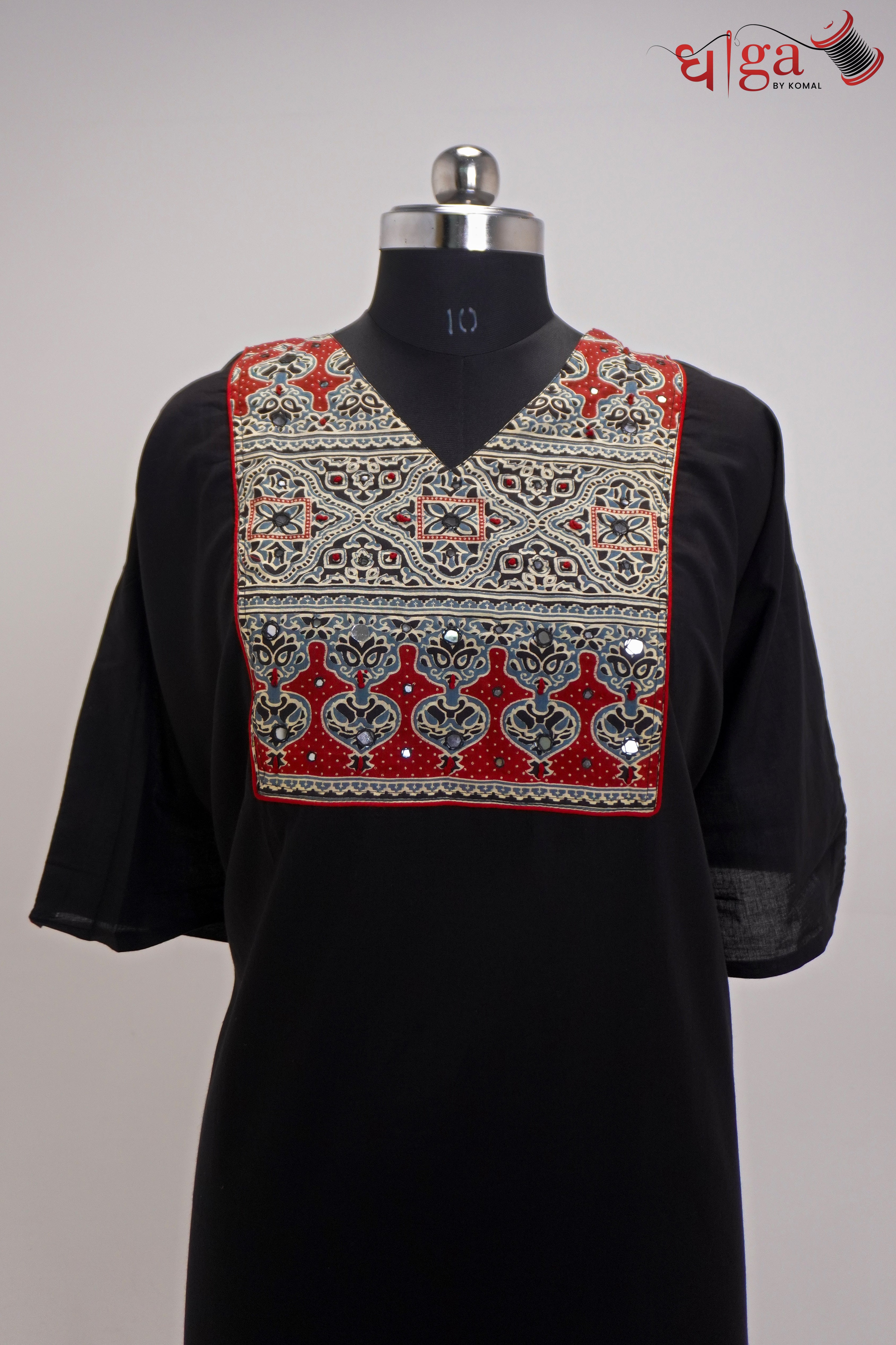 Elegant black unstitched cotton suit set