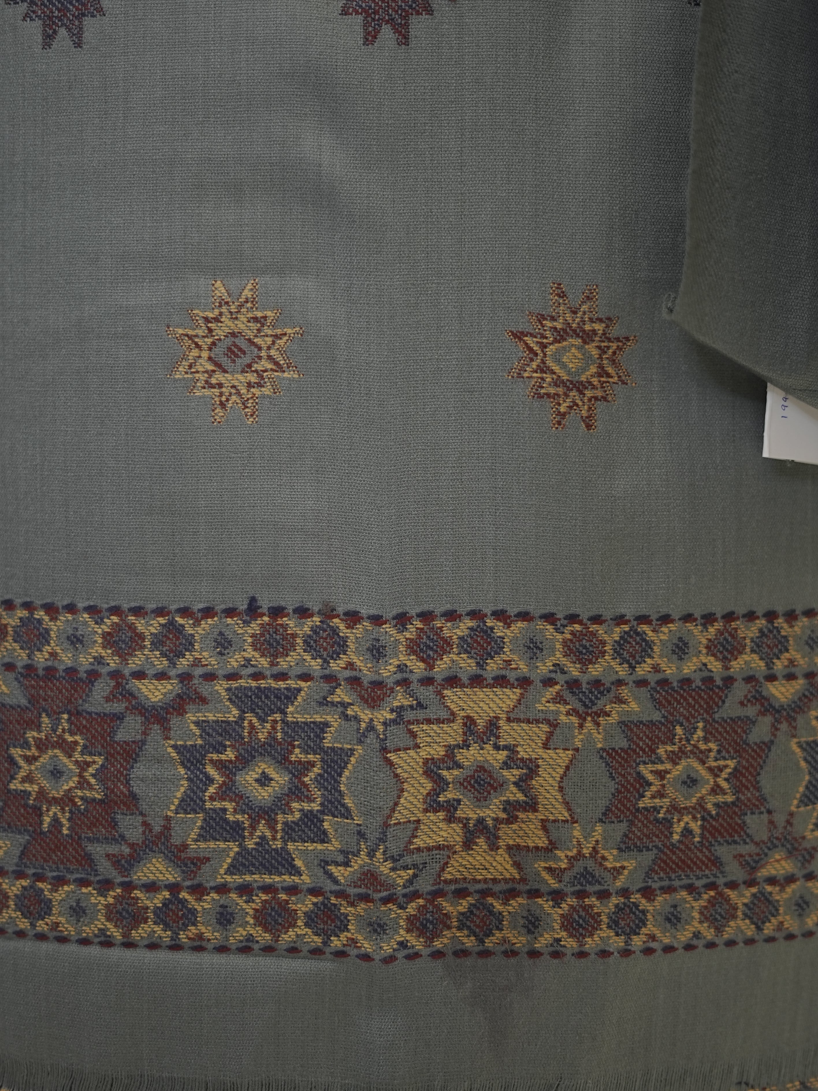 Cloud Grey Kullu Weaved Hem Semi Pashmina Winter Set