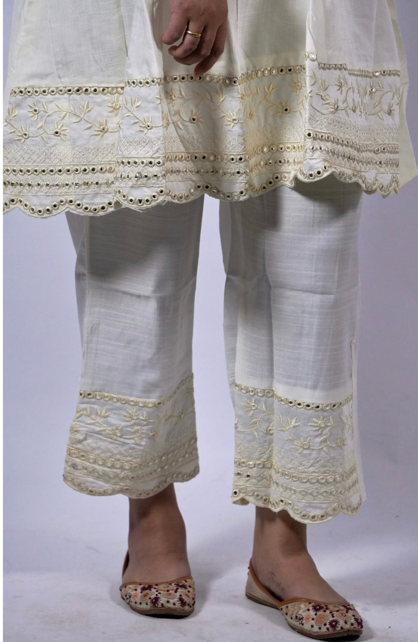 Dhaga Ivory Cotton Embroidered Co-Ord Set