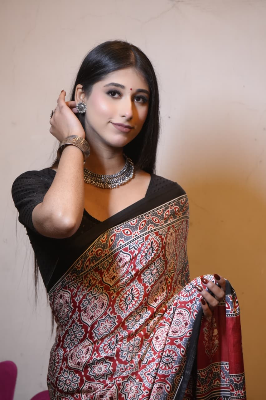 Red Satin Silk Saree
